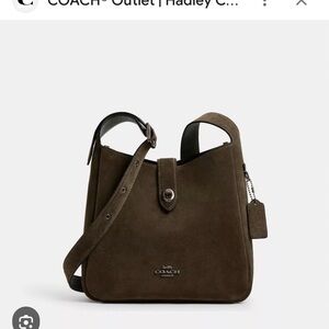 Coach Dark Army Green Suede Hadley Bag